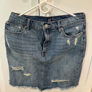 Distressed denim skirt Gap
